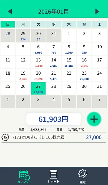 収支カレンダー